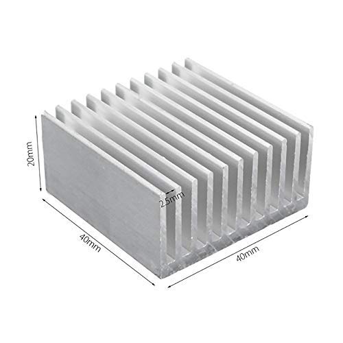 CentIoT - Silver 40 x 40 x 20mm Aluminum Heatsink Cooler radiator Heat sink - with 3M Sticker - for peltier, led light CPU and GPU (20MM Height)