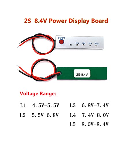 CentIoT - Battery Power Indicator - 18650 Li-ion lipo Lithium Battery Capacity Indicator Power LED Display PCB Board Meter Tester - with switch (2S 8.4V NMC)