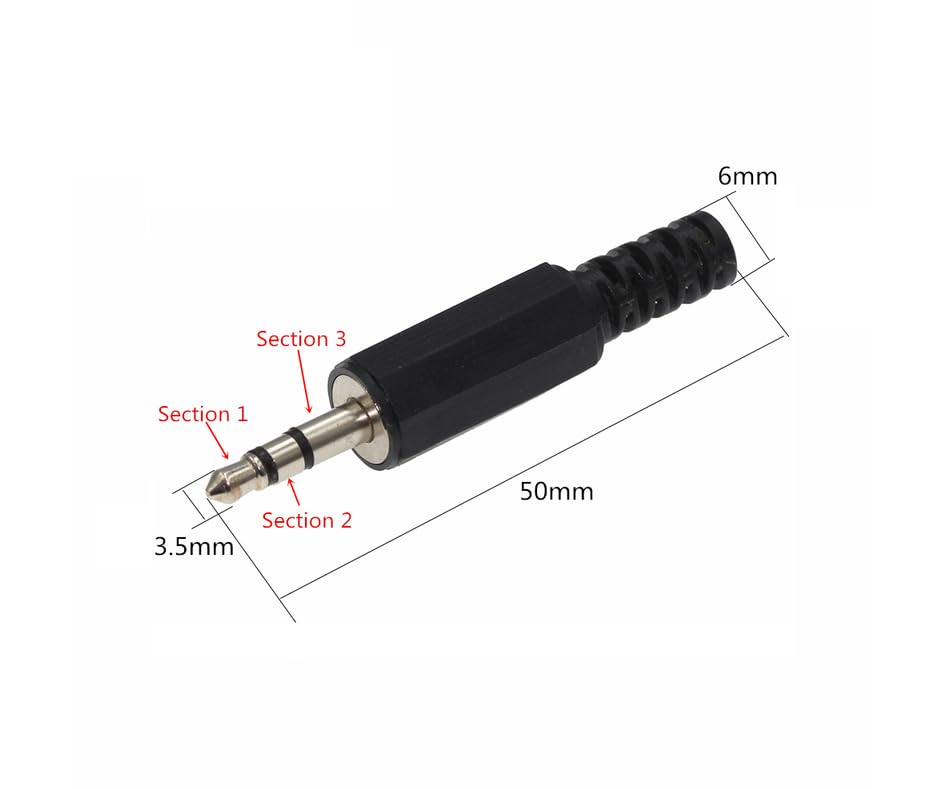 CentIoT - 3.5mm Male Audio Jack Solder Plug Connector - for DIY Headset Earphone Cable Extension - Pack of 10