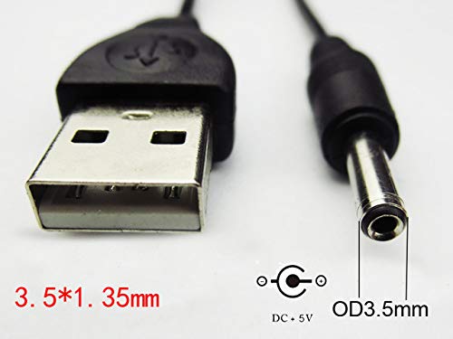 CentIoT - Usb 2.0 A Type Male To 3.5Mm Dc Power Plug Barrel Connector 5V Cable, Black