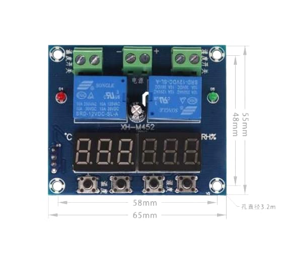 CentIoT - XH-M452 DC 12V 10A Digital LED Dual Output Temperature and Humidity Controller Module with SHT20 Sensor