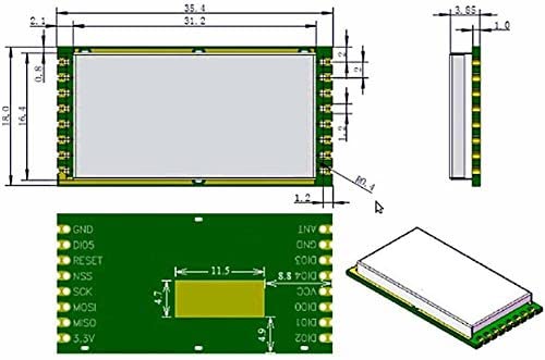 CentIoT - RFM95PW-868S2 RFM95 LoRa Ultra-long Range Transceiver Module - GFSK GMSK LoRa OOK - 868MHz SPI (RFM95PW-868S2)