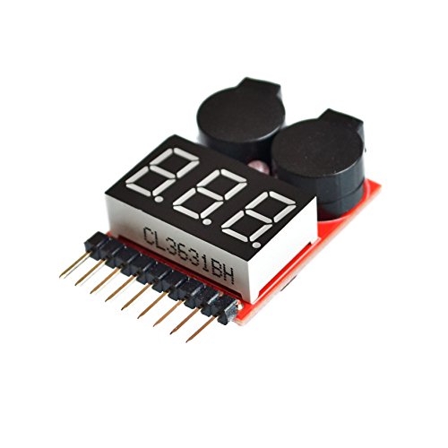 CentIoT - 1-8S 3.7-30V Lipo/Li-ion/LiFePo4 - 2 IN 1 Battery Voltage Tester and Low Voltage Buzzer Alarm - for RC helicopter airplane boat (Without Cover)
