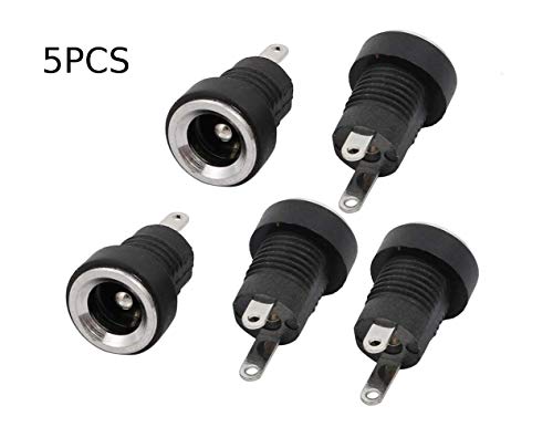 CentIoT - 5PCS DC Power Supply Jack Socket Male Connector - Round Panel Chasis Mount 12V 3A (2.1 x 5.5mm)