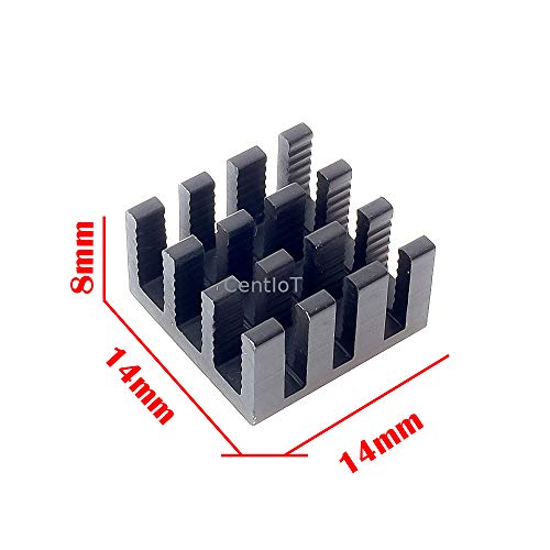 CentIoT - 5PCS 14x14x8mm Extruded Aluminium heatsink (BLACK 14x8MM with 3M)