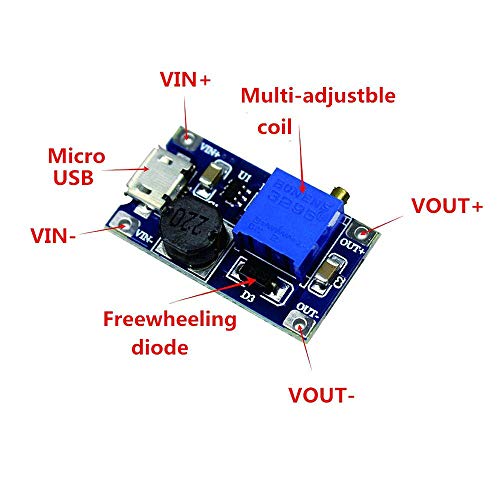 CentIoT® - DC-DC MT3608 Adjustable Boost Module 2A Boost Plate Step Up Module - boost 2V-24V to 5V 9V 12V 28V 5V-28V