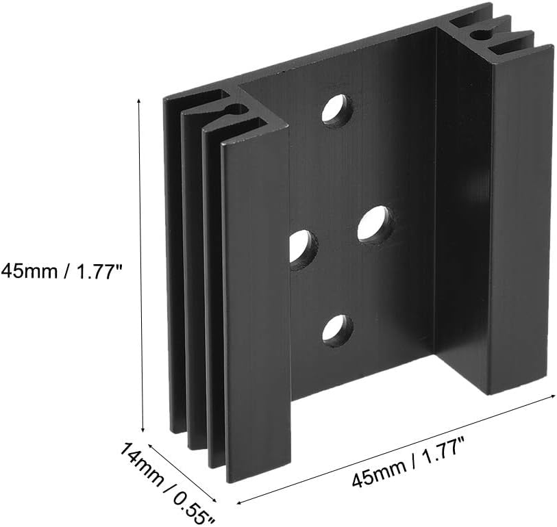 CentIoT - TO-3 45X45X14MM Aluminium Heatsink - suitable for IGBT Transistors MOSFET Triod IC - Anodised Black 5Pcs