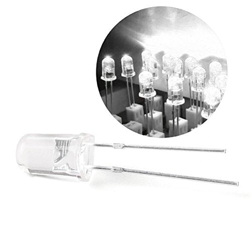 CentIoT - 5mm Transparent Round Ultra Bright White LED (Light Emitting Diode) - 100PCS (White Color)