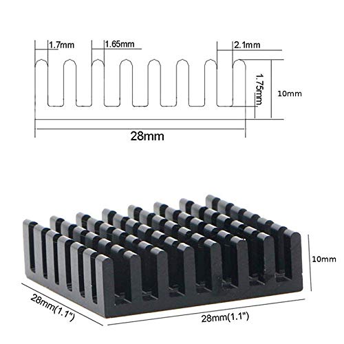 CentIoT - 28 x 28 x 10mm Black Anodised AluminAum Heatsink Cooler radiator Heat sink - for peltier led light CPU and GPU