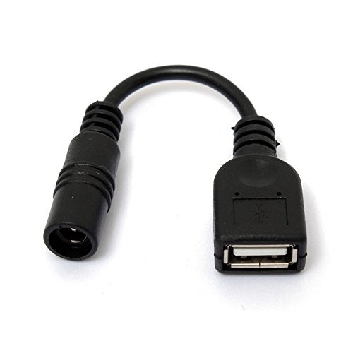 CentIoT - USB 2.0 Type A FEMALE -to- Male DC Power Jack 5.5 x 2.1 mm - Connector Adapter Converter – with cord