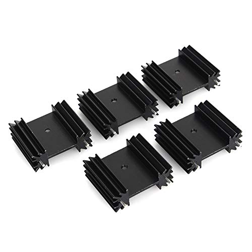 CentIoT - 5PCS TO-220 34 * 12 * 30MM Aluminium Heatsink - suitable for IGBT Transistors MOSFET Triod IC - Black Anodised with Cooling Fin and PIN