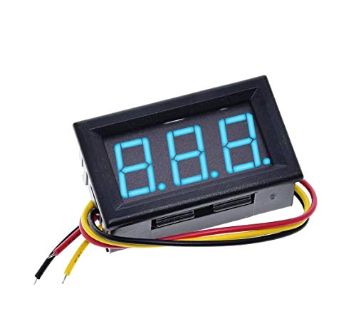 CentIoT - DC 0-100V 0.56 inch 3 wire Panel Voltmeter Tester with Shell (Blue 100V 3 Wire)