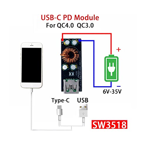 CentIoT - SW3518 Quick Fast Charge Adapter Module 6-35V DC to USB PD QC4.0 PD3.0 Type-C - Support VOOC