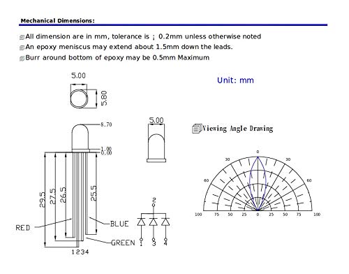 CentIoT - 10PCS RGB LED 4PIN Light Emitting Diodes Round through hole Lights Lamp - Transparent Clear LED