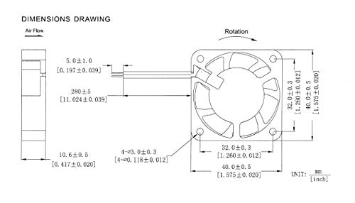 CentIoT - 4010 5V DC Brushless Cooling Fan XH2.54 2Pin Sleeve bearing 5500rpm - 40mm x 40mm x 10mm Ventilation Cooling Fan (suitable for VGA, CPU)