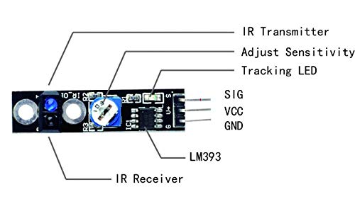 CentIoT - TCRT5000 Infrared Sensor Switch Line Track Sensor Module - Black