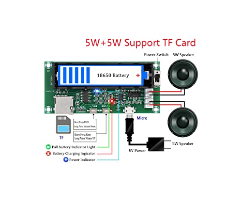 CentIoT - XH-A152 TF Card MP3 Decoder With 18650 Battery Socket - PAM8403 Amplifier Board 2 x 5W