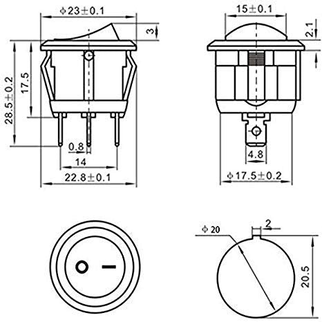 CentIoT® - 220V Round Rocker SPST Switch - for Auto/Car/Boat - with full Illuminated indicator