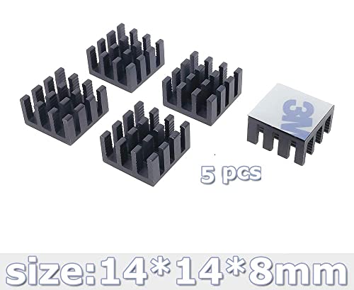 CentIoT - 5PCS 14x14x8mm Extruded Aluminium heatsink (BLACK 14x8MM with 3M)