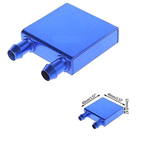 CentIoT - Water Cooling Block 40x40x12mm Liquid Cooler Waterblock radiator for GPU CPU cooling (Horizontal Nozzle Blue Anodised)