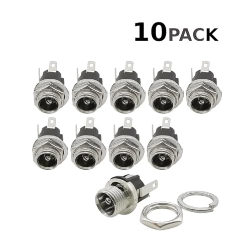 CentIoT - DC Power Jack Socket Full Metal Panel Mount - 3PIN 30V 5A 10PCS