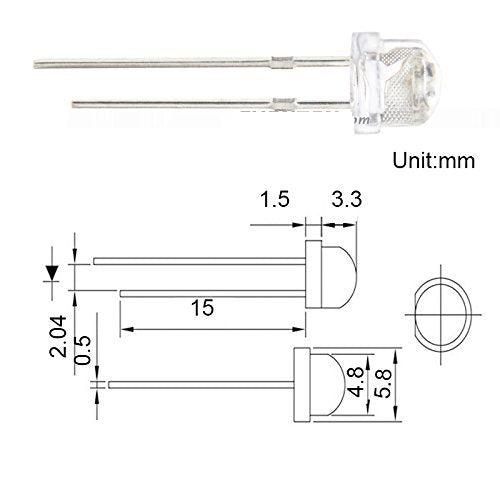 CentIoT - 5mm Transparent Round Ultra Bright White LED (Light Emitting Diode) - 100PCS (White Color)