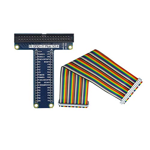 CentIoT - Blue RPi GPIO Breakout Expansion Board + 40pin Flat Rainbow Ribbon Cable for Raspberry Pi 4 3 2 Model B & B+