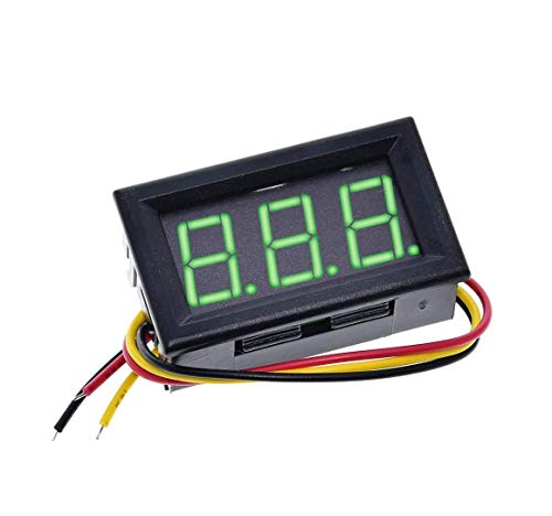 CentIoT - DC 0-100V 0.56 inch 3 wire Panel Voltmeter Tester with Shell (Green 100V 3 Wire)