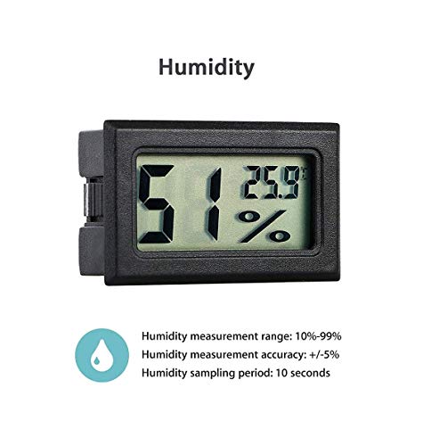 CentIoT - Hygrometer Temperature and Humidity Sensor meter - with Mini LCD Digital Display - for Incubator Aquarium Soil Temperature (Black)