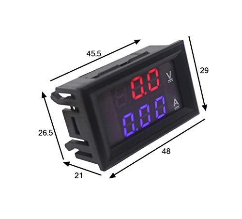 CentIoT - 0.28 inch 10A 0-100V Dual LED Voltmeter Ammeter Blue Red with Onboard Diverter (10A)