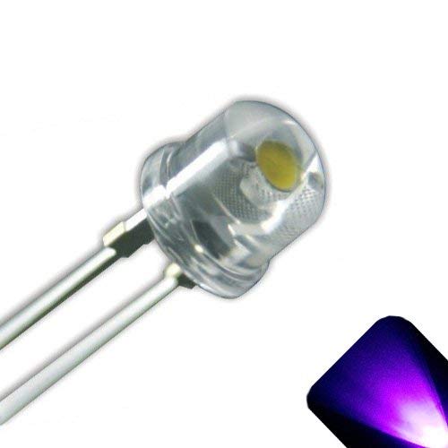 CentIoT - 50pcs - 5mm Light UV Purple Straw Hat Wide Angle Ultraviolet 395nm - 400nm Transparent 5 mm Light-Emitting Diode LED Lamp (50)