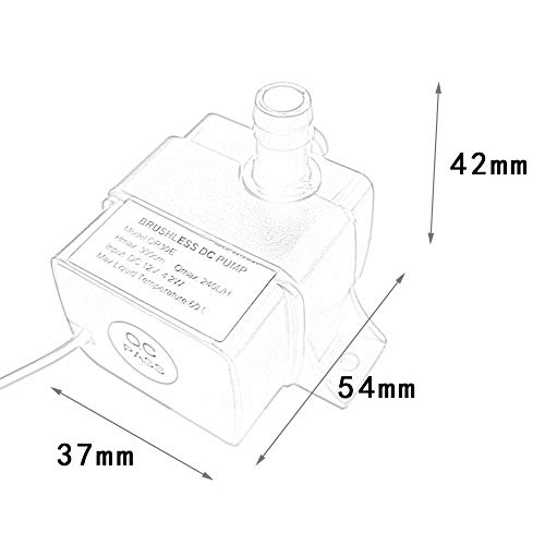 CentIoT - Submersible Water Pump - DC 12V 4.2W 240L/H Flow Rate - Waterproof Brushless Pump Mini Ultra-quiet - for CPU GPU LED Water cooling block and Aquarium