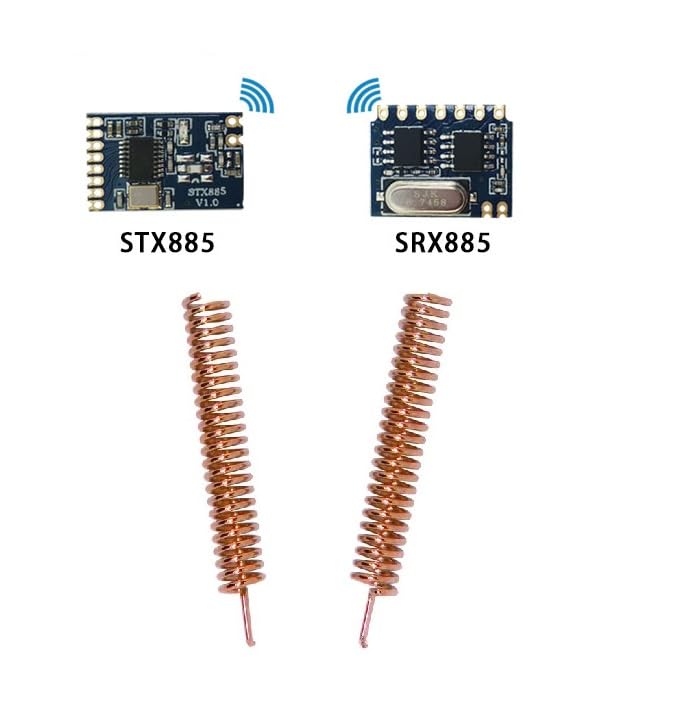 433MHz Long Distance ASK Wireless Module kit - With ev1527 encoding - RF Transmitter STX885 + Receiver SRX885 + Copper Spring Antennas