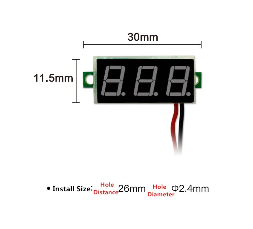 CentIoT - Mini Digital Voltmeter 0.28inch LED Display - 0-100V DC Three Wire (Red)