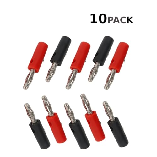 CentIoT - 4mm Banana plugs screw type nickel plated - (10pack 5 red + 5 black)