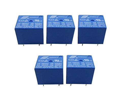 CentIoT - 5PCS DC Power Relay - SRD-SL-C DIP-5 Non Latching SPDT 10A (250VAC 30VDC) | Type PCB Mount