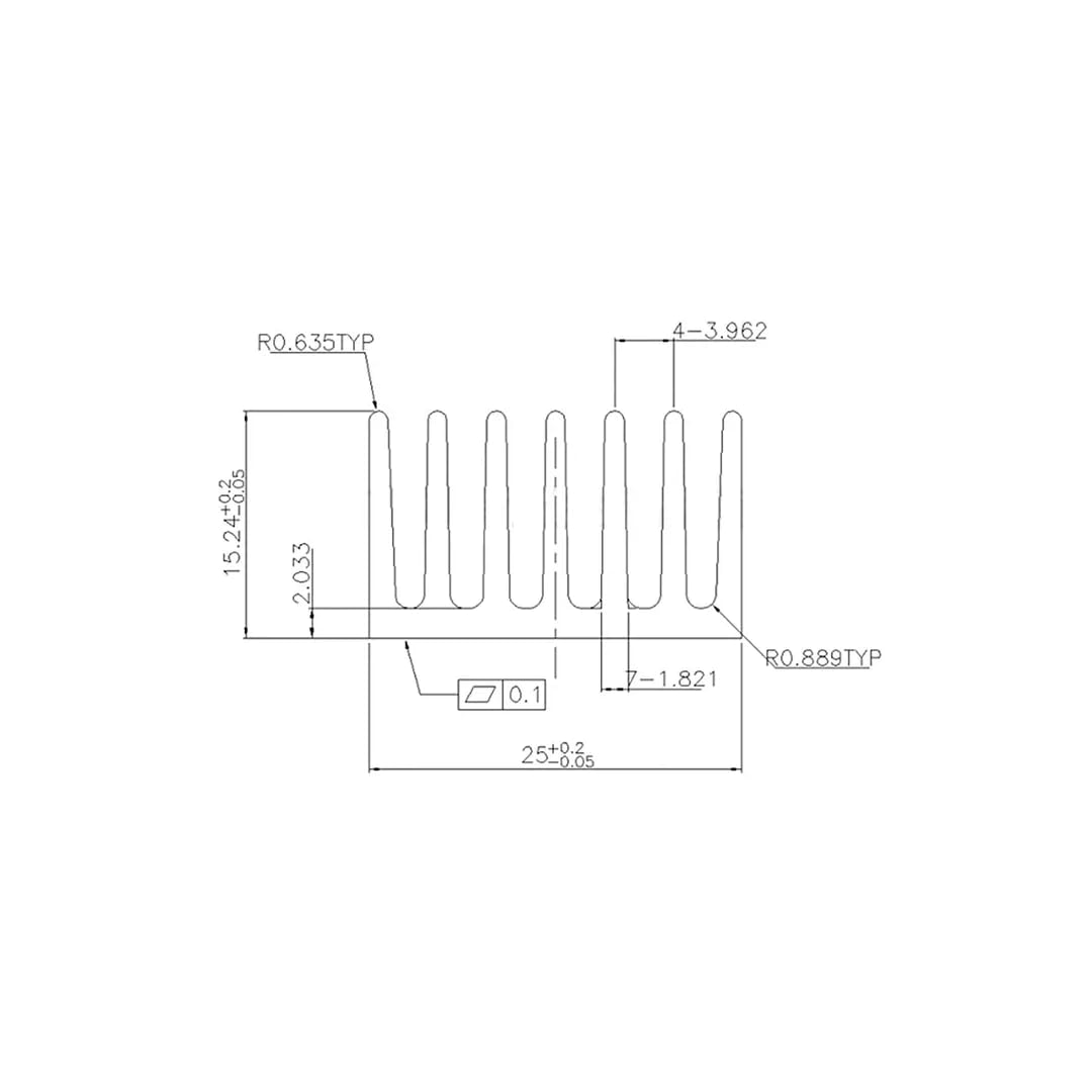 CentIoT - 25X25X15MM Aluminium Heatsink - Slotted Fins Anodised Black (Pack of 5)