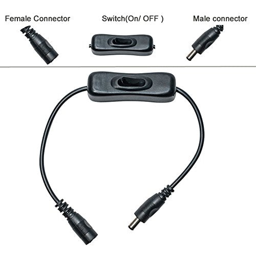 CentIoT - DC Power Switch Extension Splitter (1 in 1 switch) Male to Female 5.5mm x 2.1mm