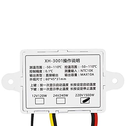 CentIoT - XH-W3001 AC 110 to 220V 10A 1500W - LED Digital Temperature Controller Thermostat for incubator - with waterproof NTC Sensor
