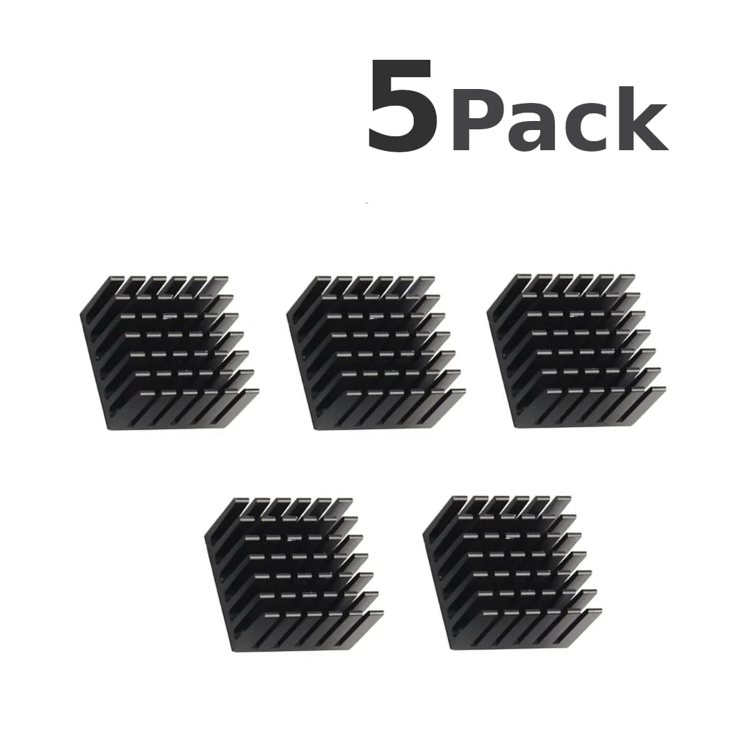 CentIoT - 25X25X15MM Aluminium Heatsink - Slotted Fins Anodised Black (Pack of 5)