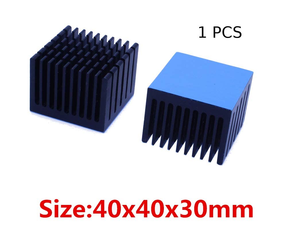 CentIoT - 40 x 40 x 30mm Black Anodised Aluminum Heatsink Cooler radiator Heat sink - with thermal Sticker - peltier, led light CPU and GPU