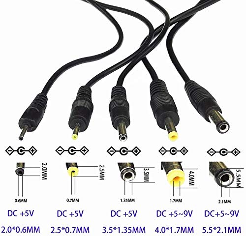 CentIoT - USB A Male -to- DC 2.5 * 0.7 mm Power Plug Socket Connector Adapter Converter - with Cord - for Security Camera and Other Electronic Devices (C201-USBA-D2507M)