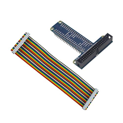 CentIoT - Blue RPi GPIO Breakout Expansion Board + 40pin Flat Rainbow Ribbon Cable for Raspberry Pi 4 3 2 Model B & B+