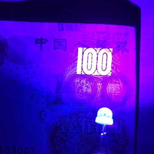 CentIoT - 50pcs - 5mm Light UV Purple Straw Hat Wide Angle Ultraviolet 395nm - 400nm Transparent 5 mm Light-Emitting Diode LED Lamp (50)