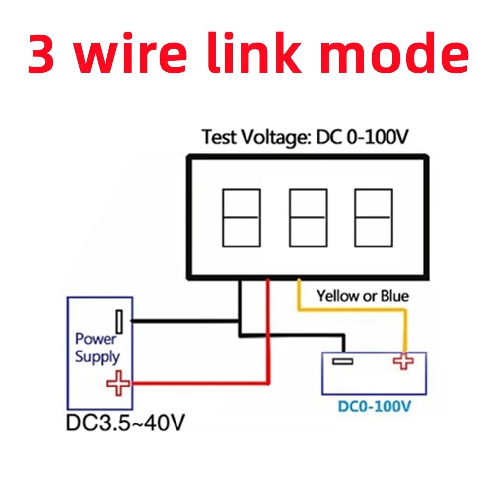 CentIoT - Mini Digital Voltmeter 0.28inch LED Display - 0-100V DC Three Wire (Yellow)