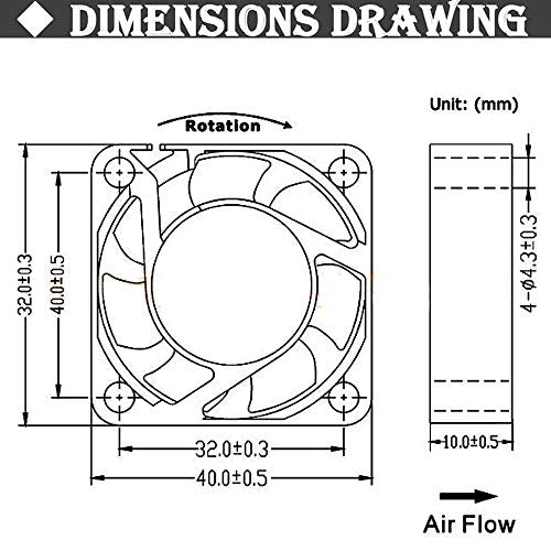 CentIoT - 4010 12V 0.6A DC Brushless Cooling Fan Sleeve Bearing 3PIN Molex - 40mm x 40mm x 10mm Ventilation Cooling Fan (Suitable for CPU GPU)