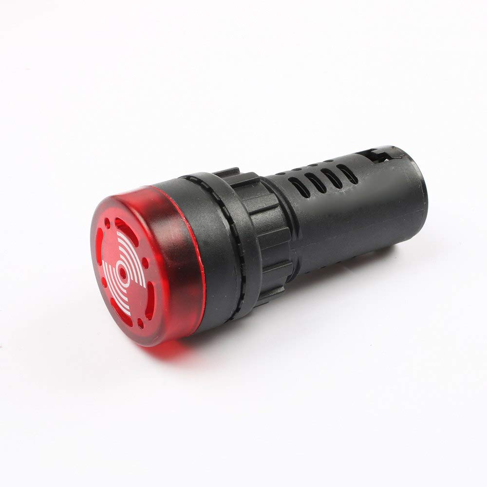 CentIoT - AD16-22SM - LED Active Buzzer Beep Alarm - Flash Signal Indicator Light - AC DC 22mm (24V, Red)