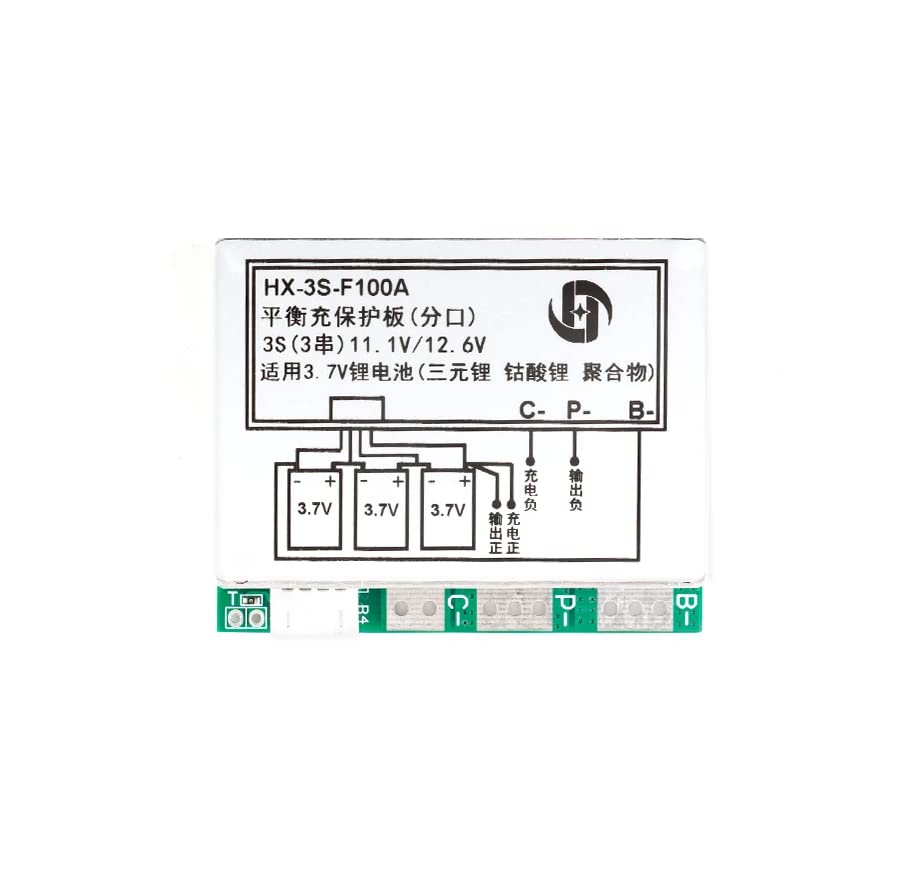 CentIoT - 3S 100A 12.6V BMS Battery Charging Module PCB BMS Protection Board For 3 Series lithium LicoO2 Limn2O4 18650 battery - with Balance - suitable for UPS Inverter telecom Battery Box