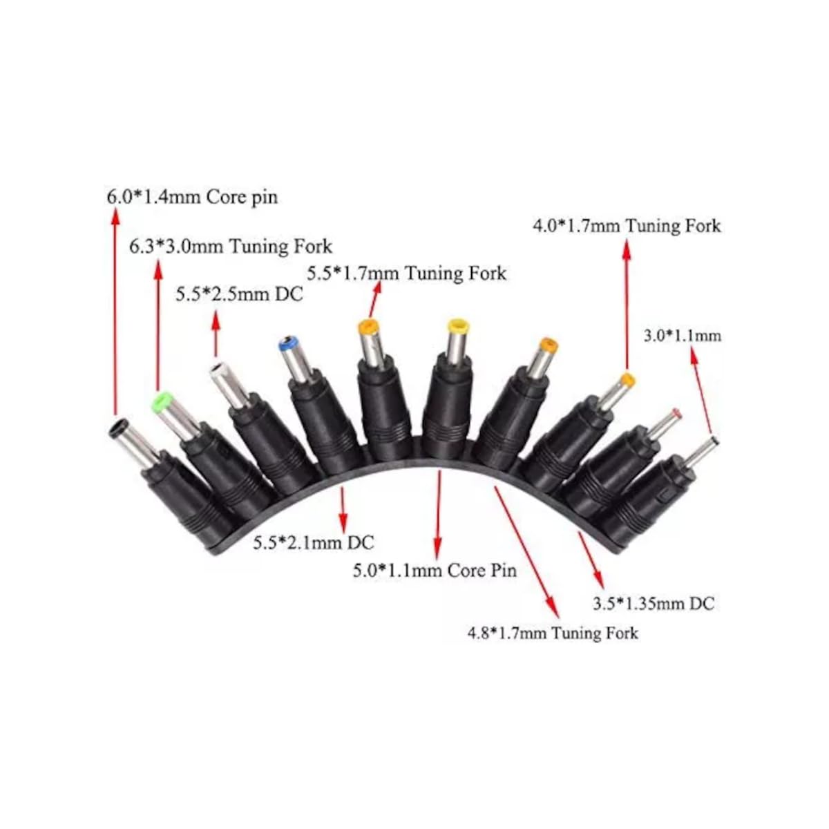 CentIoT - 37 in 1 DC 5.5X 2.1 MM Male DC Jack Socket Connector to 37 Types Male Power Plug (37 in 1 with Cable)