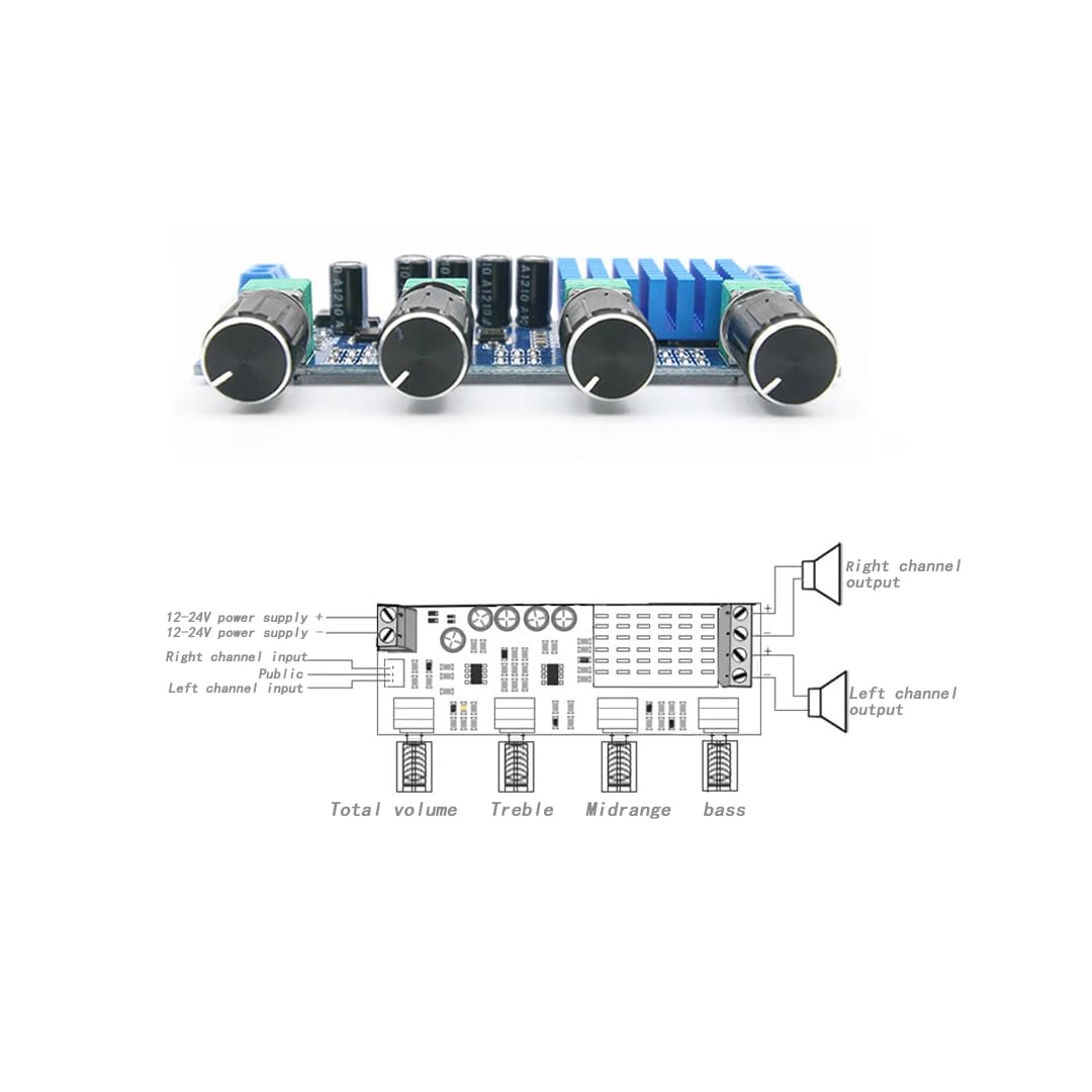 CentIoT - TPA3116D2 2x80W Dual Channel Stereo High Power Audio Amplifier - with op amp bass treble Tone adjustment Module